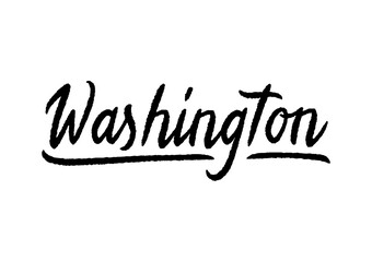 Washington hand lettering on white background