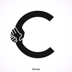 Hand Shake Incorporated in Letter C Concept.