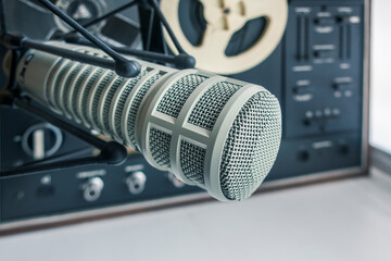 For podcasters: professional microphone and tape recorder