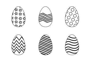 vector set of easter eggs painted with different patterns