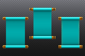 3d realistic scrolls illustration on transparent background