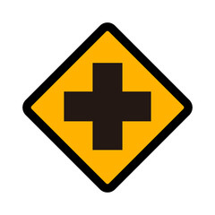 Flat vector icon of road sign Cross Intersection