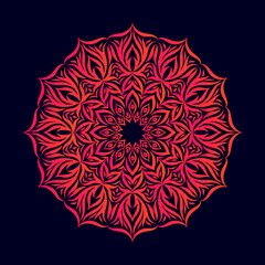 Vector doodle mandala. Ethnic Round gradient mandala with colorful ornament logo icon illustration for print
