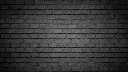 Black brick wall texture or brick surface for background. Vintage wallpaper.