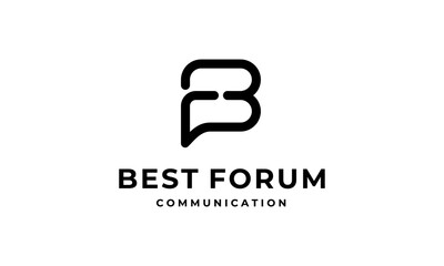 initial letter B and F with chat bubble talk speak forum communication logo design template