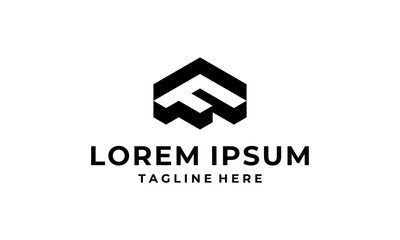 initial letter A and F with simple shape house home roof logo design template