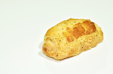 bread stuffed ham and cheese on white background