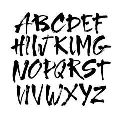 Vector Acrylic Brush Style Hand Drawn Alphabet Font. Calligraphy alphabet on a white background