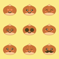 set with cute and kawaii hazelnut characters nuts isolated