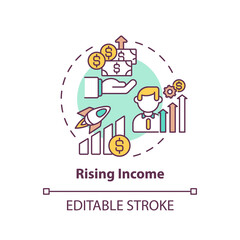Rising income concept icon. Consumption and saving idea thin line illustration. Economic research and tax policy. Wage and trade. Vector isolated outline RGB color drawing. Editable stroke