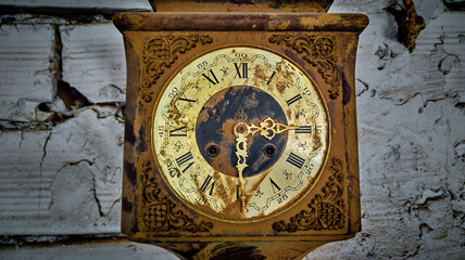 vintage clock on a brick wall