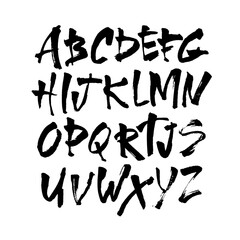 Vector Acrylic Brush Style Hand Drawn Alphabet Font. Calligraphy alphabet on a white background