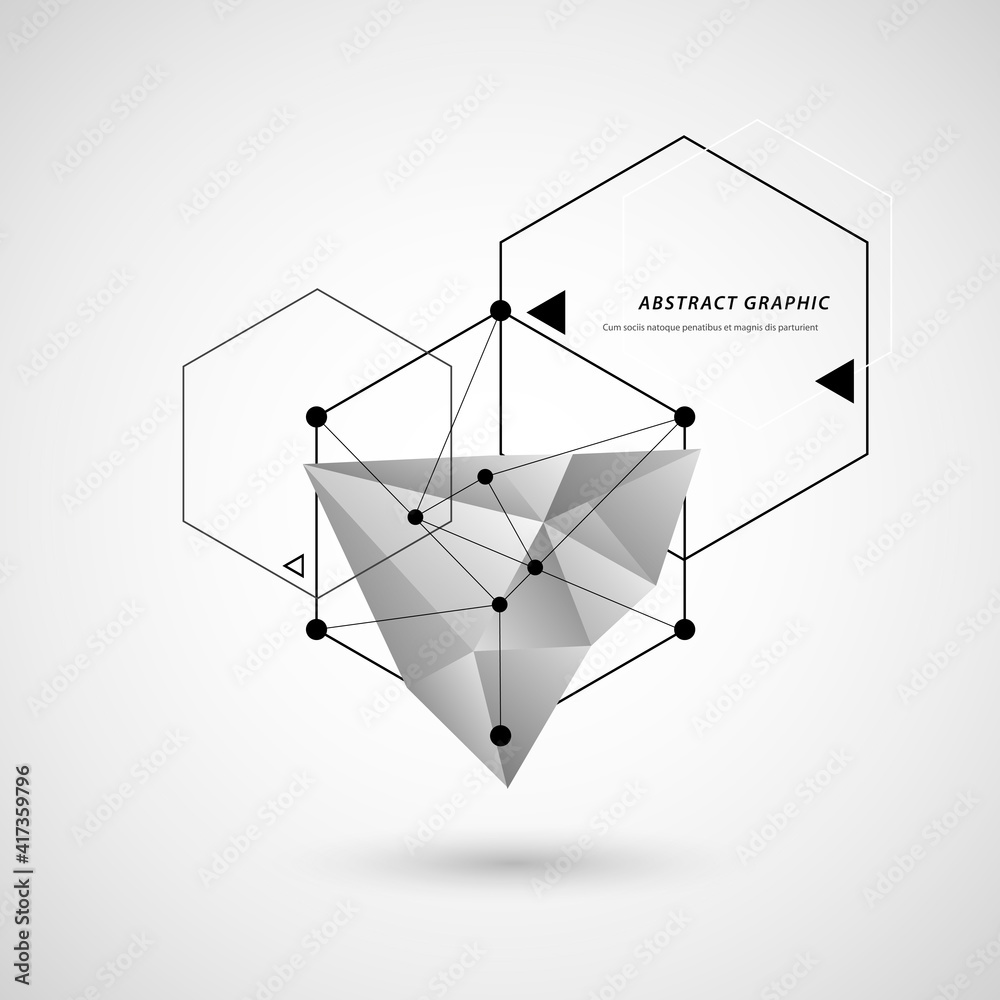 Poster Digital technology triangle and hexagons design. Vector creative concept communication