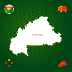 Simple outline map of burkina faso with National Symbols