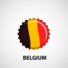 Flag bottle cap on white background. Belgium flag background. Abstract isolated vector illustration
