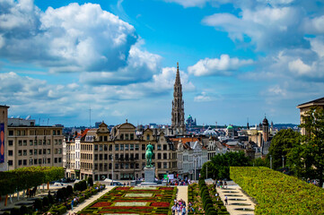 Brussels, Belgium - July 13, 2019: Cityscape of Brussels, Belgium, on a sunny summer day
