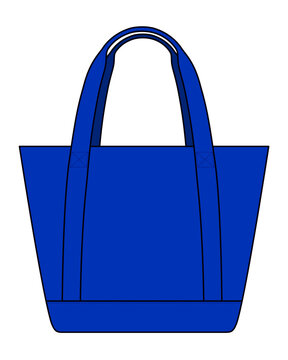 Blue Tote Bag Template Vector On White Background