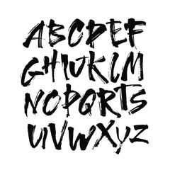 Vector Acrylic Brush Style Hand Drawn Alphabet Font. Calligraphy alphabet on a white background
