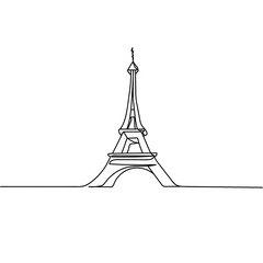 Abstract vector illustration. Continuous one line drawing of Eiffel tower Paris. Minimal style. Sketch
