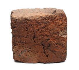 Old red brick isolated on white background