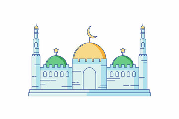 Illustration  vector design of Ramadan Kareem with mosque flat design