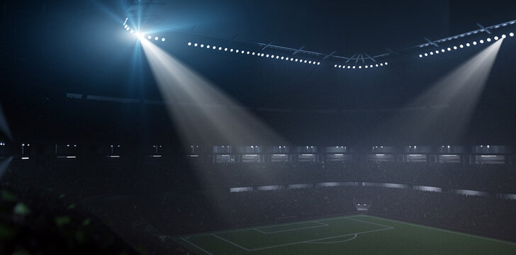 Stadium , foggy night, 3d rendering