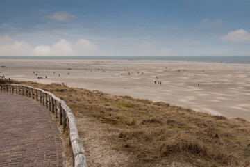 Fototapeta na wymiar Beach of the wadden island of Texel, photo taken from the lighthouse 