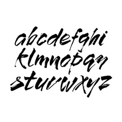 Vector Acrylic Brush Style Hand Drawn Alphabet Font. Calligraphy alphabet on a white background