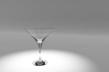Clean cocktail glass from transparent glass on white background