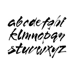 Vector Acrylic Brush Style Hand Drawn Alphabet Font. Calligraphy alphabet on a white background
