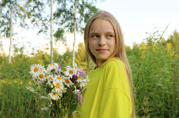 child with flowers