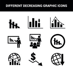 Vector image. Different economics top down graph icons.