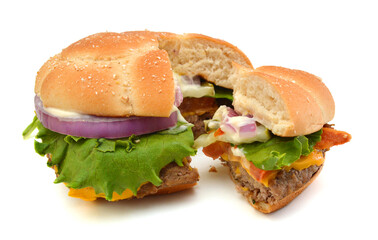 Big hamburger on white background