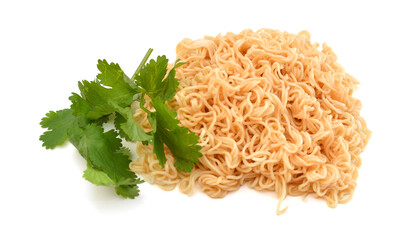 Egg noodles, isolated on white background.