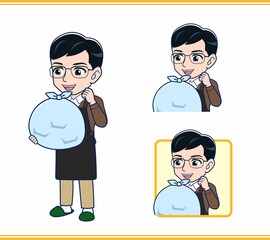 エプロンをしたアルバイトの男性