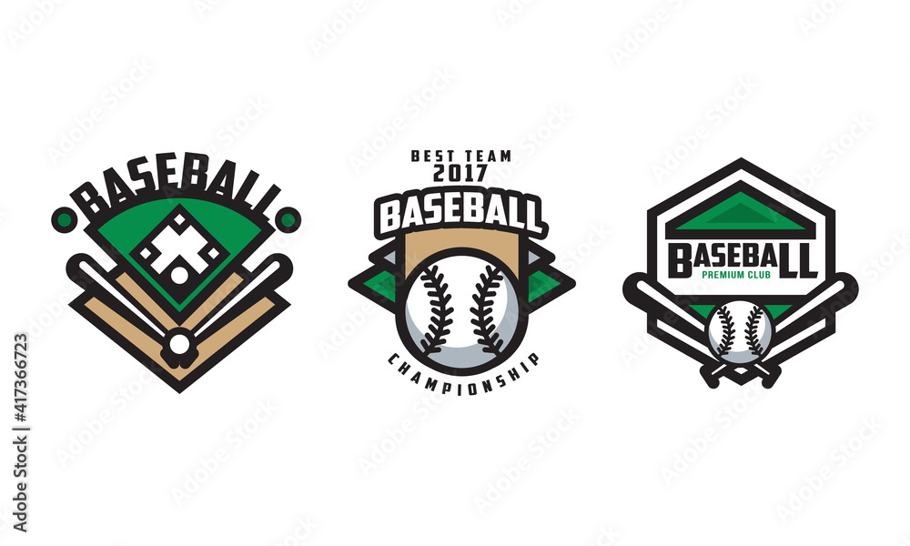 Wall mural Baseball Championship Logo Design Set, Sport Team, Club Identity Retro Badges Vector Illustration