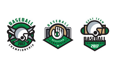 Baseball Best Team Logo Design Set, Tournament, Championship, Sport Team, Club Identity Retro Badges Vector Illustration