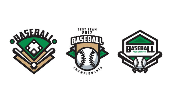 Baseball Championship Logo Design Set, Sport Team, Club Identity Retro Badges Vector Illustration