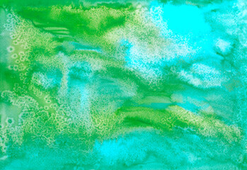 Fototapeta na wymiar Watercolor abstract painting. Blue and green colors.