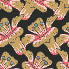 Large Scale Flowers Vector Seamless Pattern