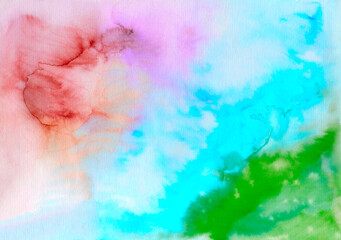 Abstract hand painted colorful watercolor background. 