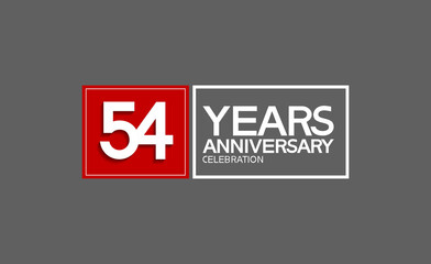 Obraz premium 54 years anniversary in square with white and red color for celebration isolated on black background