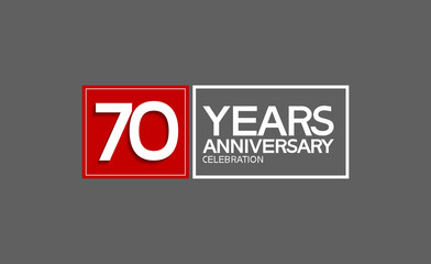 70 years anniversary in square with white and red color for celebration isolated on black background