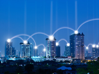 Concept of connection over downtown buildings