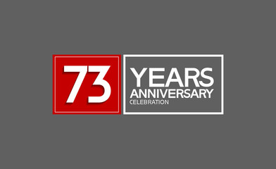 73 years anniversary in square with white and red color for celebration isolated on black background