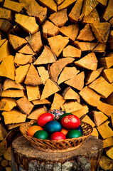 easter eggs in basket