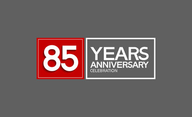 85 years anniversary in square with white and red color for celebration isolated on black background