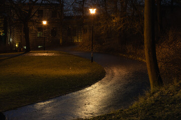 street light lamp in a park in the city of Prague on Petrinsky hill