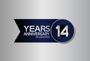 14 years anniversary logo style with circle and big ribbon blue color for celebration moment © VECTORKURO