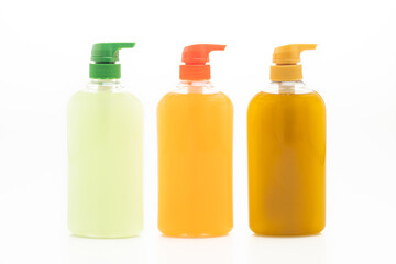 liquid soap bottle on white background